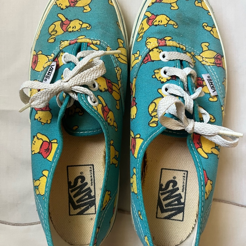 RARE Vintage Vans x Disney Teal Winnie the Pooh Sneakers - Men’s 8.5 Women’s 10 - Picture 2 of 16